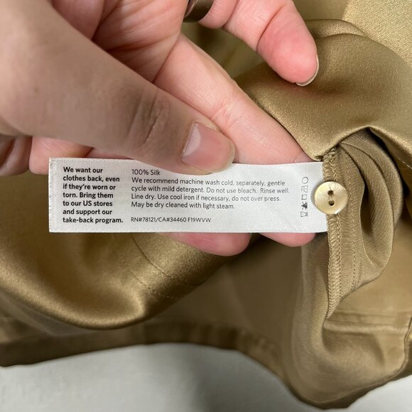 Eileen Fisher Gold Champagne 100% Silk Tank Top - Picture 4 of 6